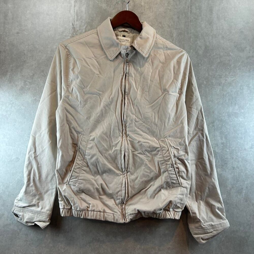 Denim-and-flower Men's Tan and Cream Jacket